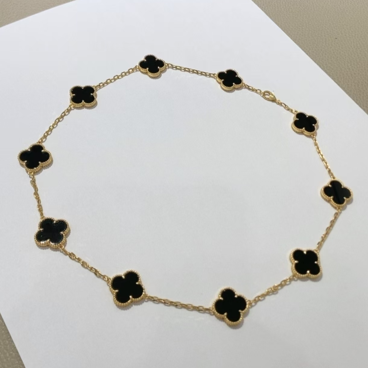 十花 黑玛瑙项链 18k金镶嵌 女士精美优雅气质 多样性发一