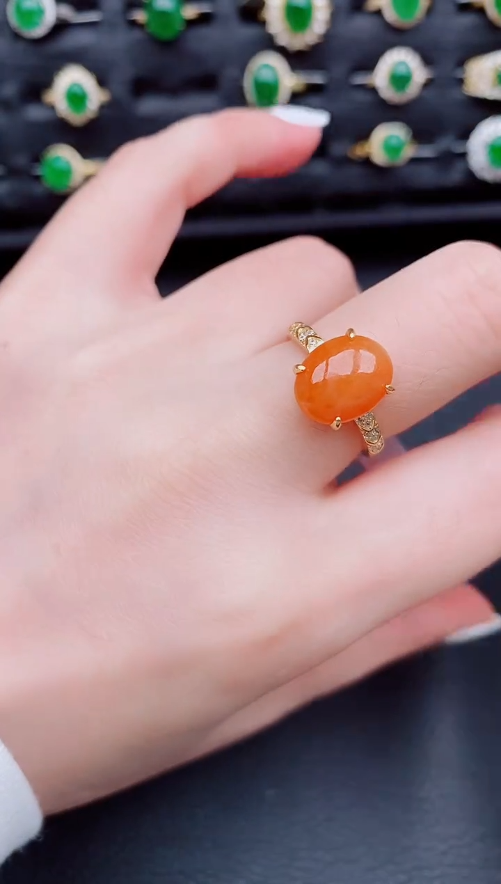 【闪购商品】翡翠戒指银S925镶嵌天然a货翡翠59