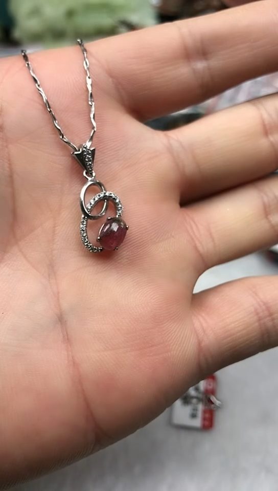 【闪购商品】碧玺吊坠(赠链)银S925镶嵌吊坠