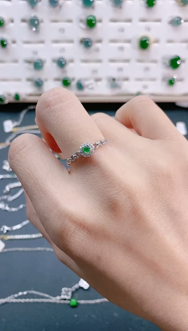 【闪购商品】翡翠戒指银S925镶嵌天然翡翠