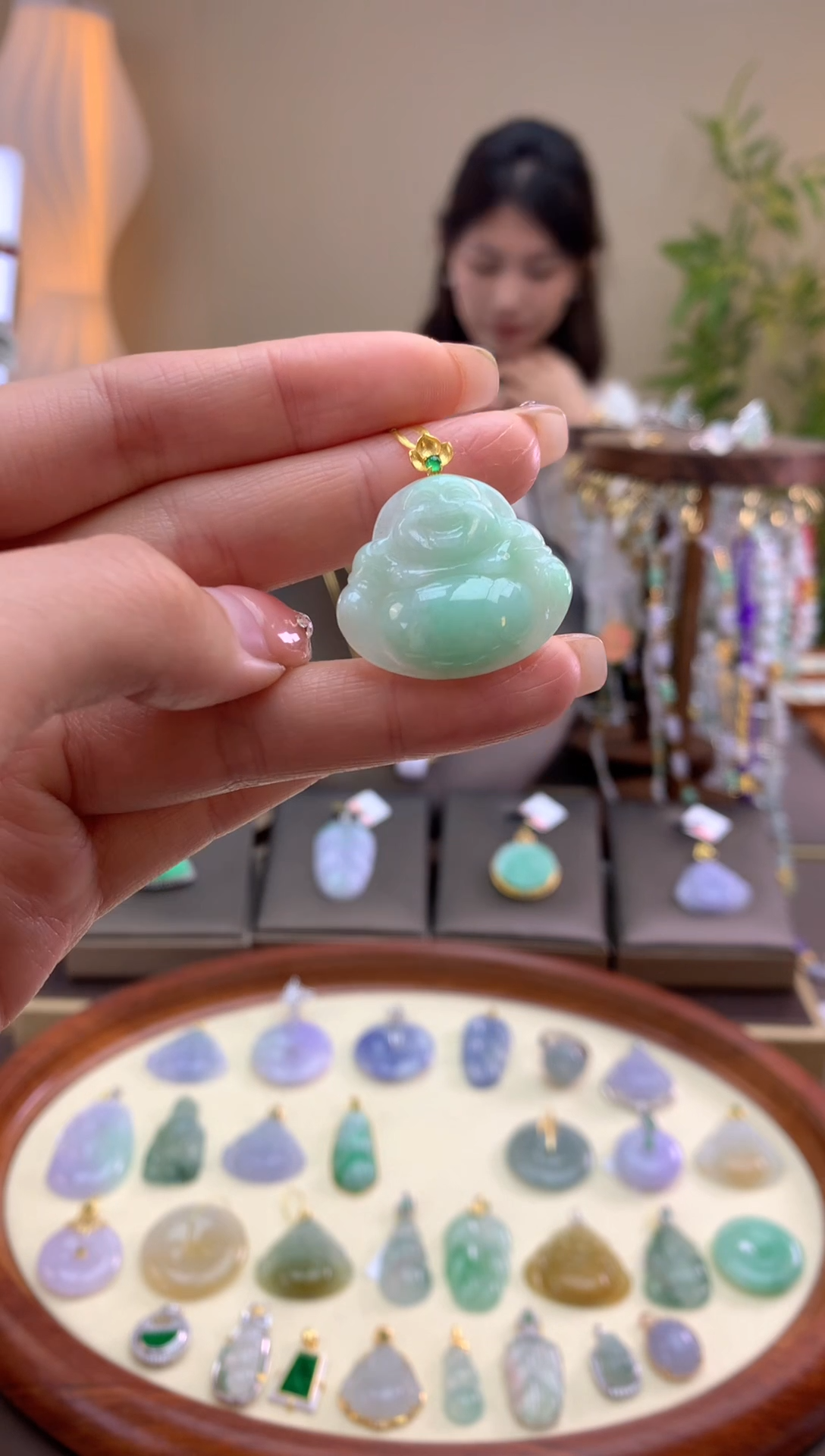 【闪购商品】翡翠颈饰18K金镶嵌佛公