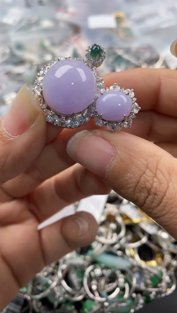 银S925镶嵌戒指翡翠1010---6