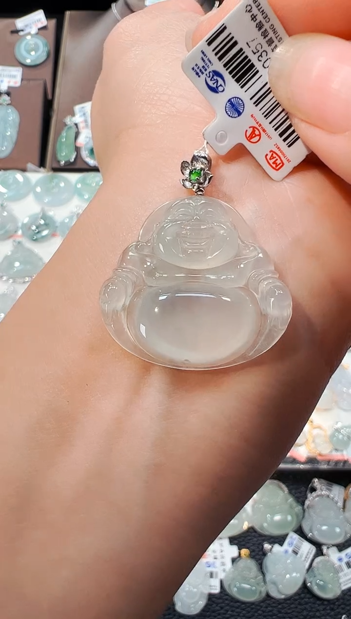 【闪购商品】翡翠吊坠(不含链)18K金镶嵌佛公吊坠357