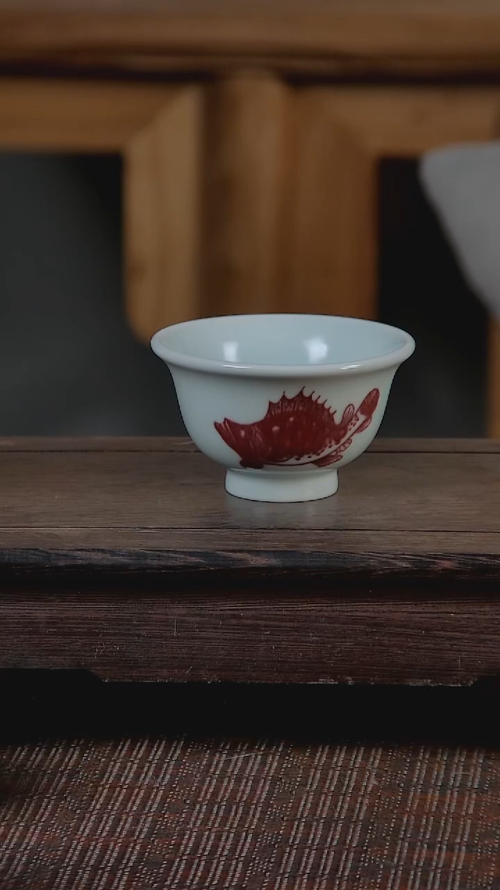 【闪购商品】折葵非器手工手绘鱼藻压手杯