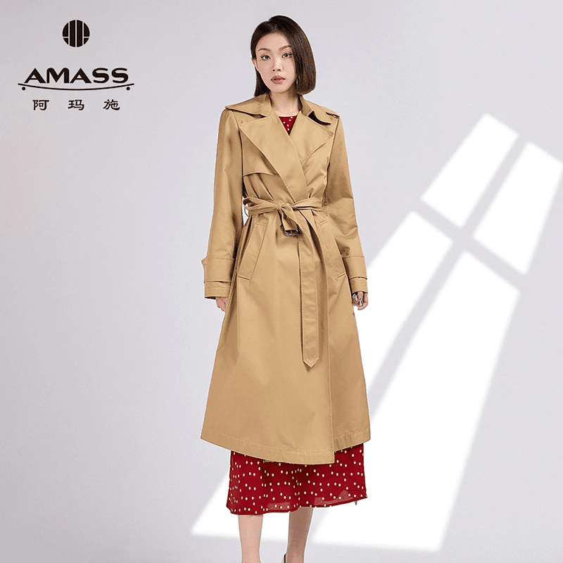 AMASS/阿玛施经典百搭英伦风双排扣廓形收腰风衣外套5400818