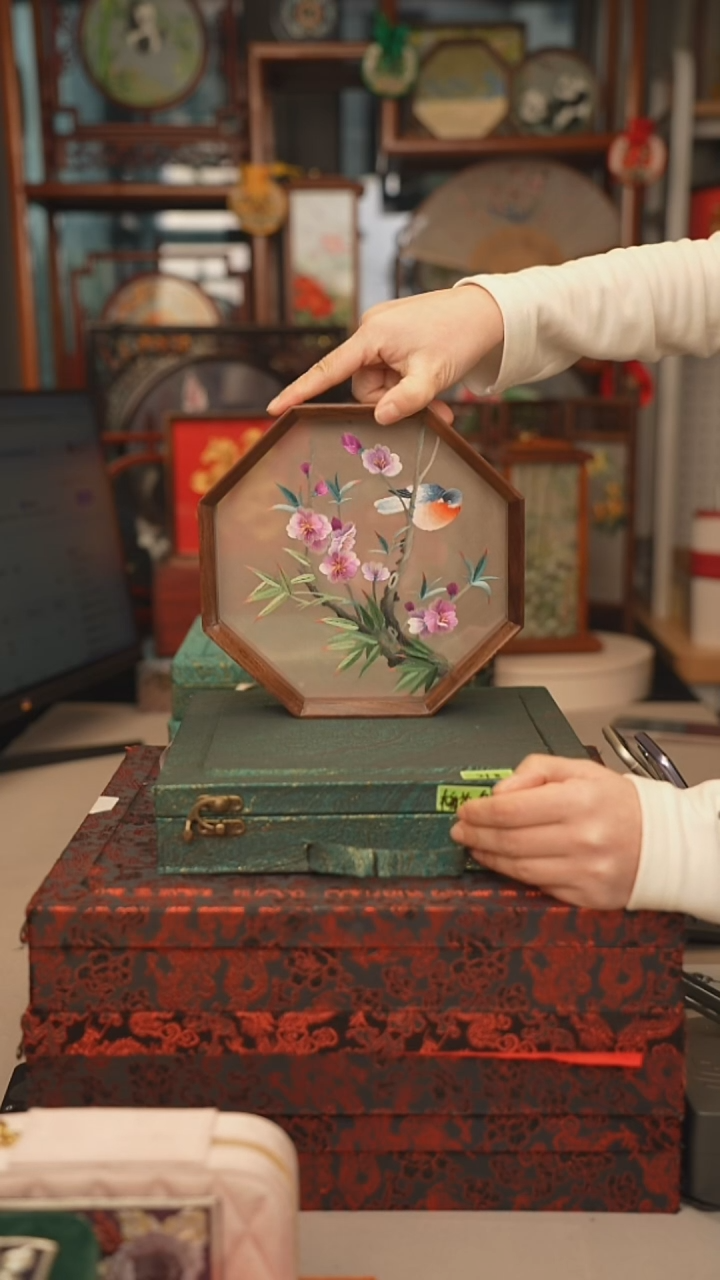 扇子团扇 绣花双面非遗