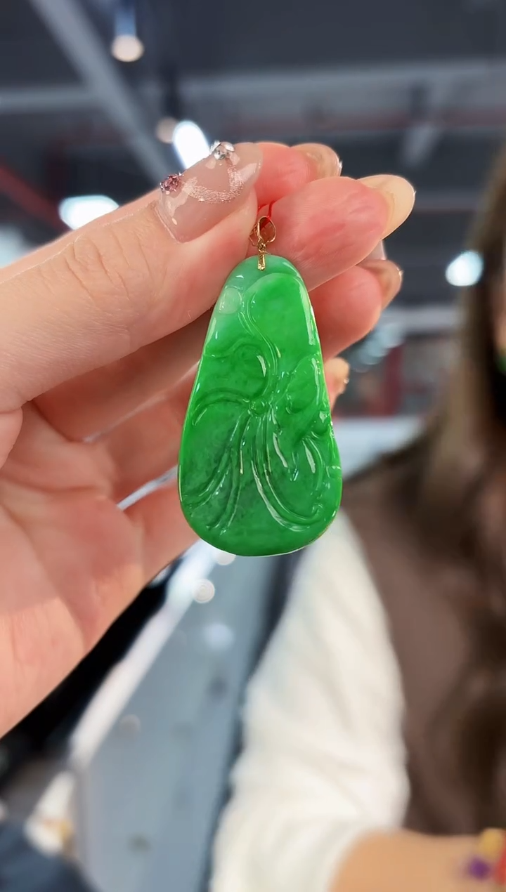 【闪购商品】翡翠颈饰18K金镶嵌缅料A货/支持复检/一件