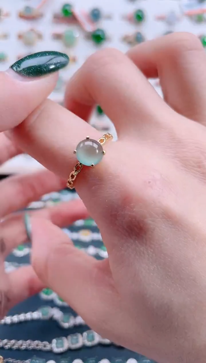 银S925镶嵌戒指翡翠天然翡翠