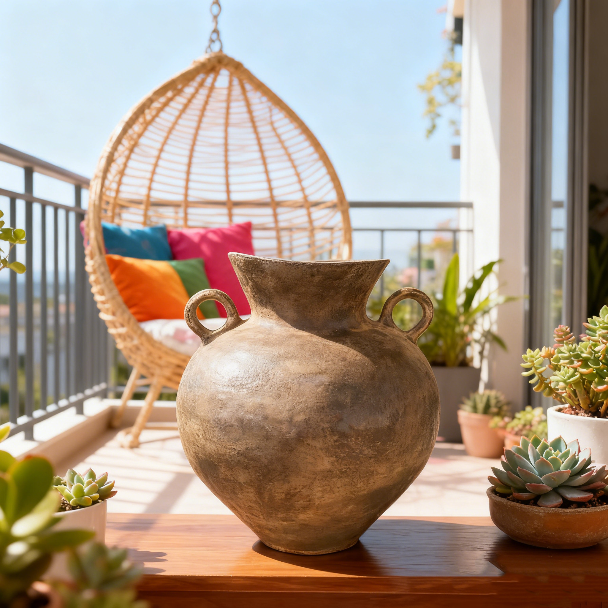 精选A级景德镇手工陶瓷花瓶古陶双耳樽古典复古风家居美学摆件