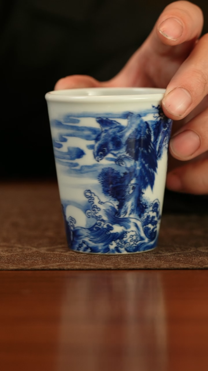 【闪购商品】仿王步青花经典老鹰可乐杯