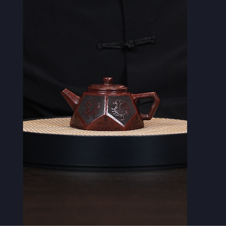 宜兴原矿紫砂紫砂壶太极十二方古红泥280cc