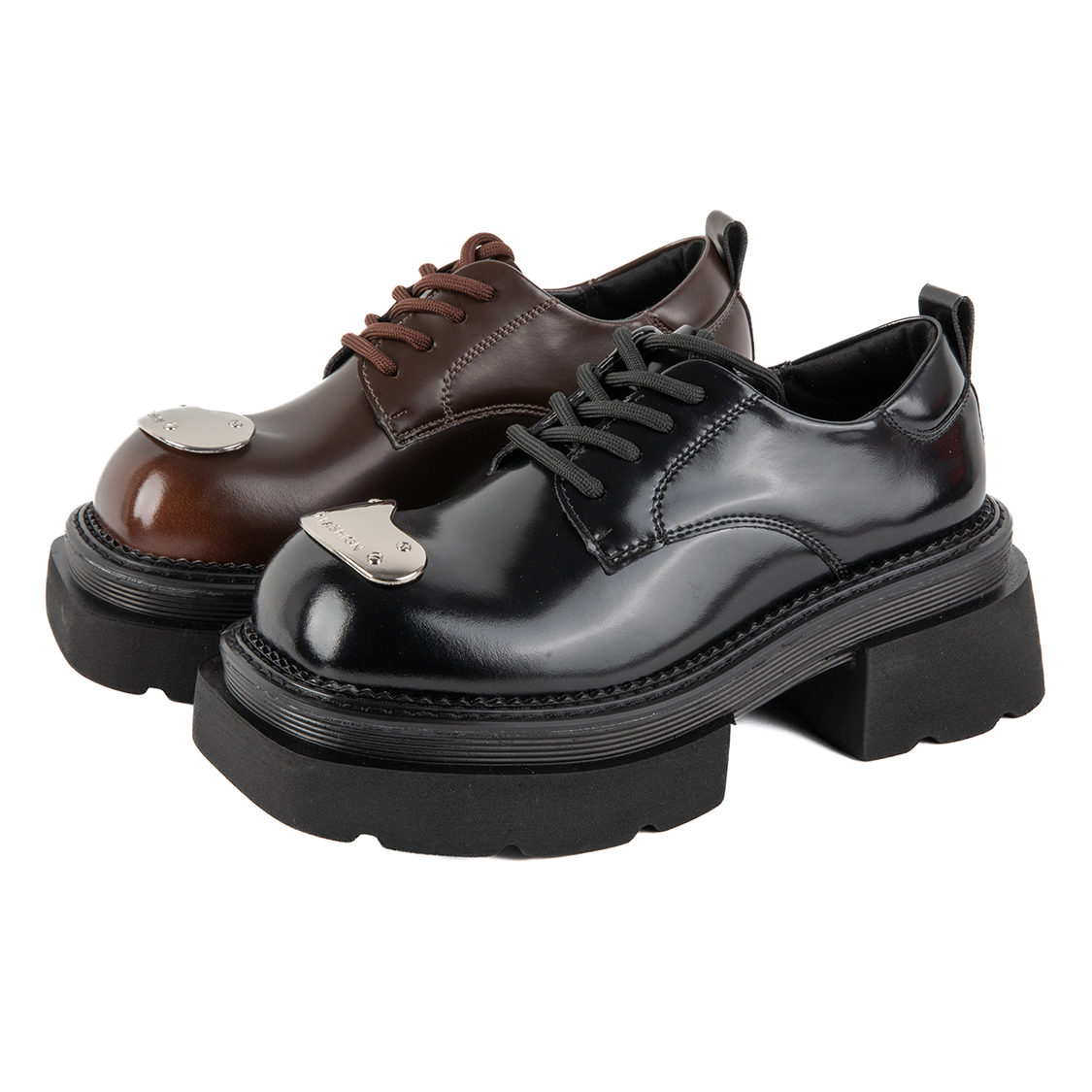 【敏敏家】4126-17潮流百搭厚底乐福鞋圆头时尚真皮复古单鞋