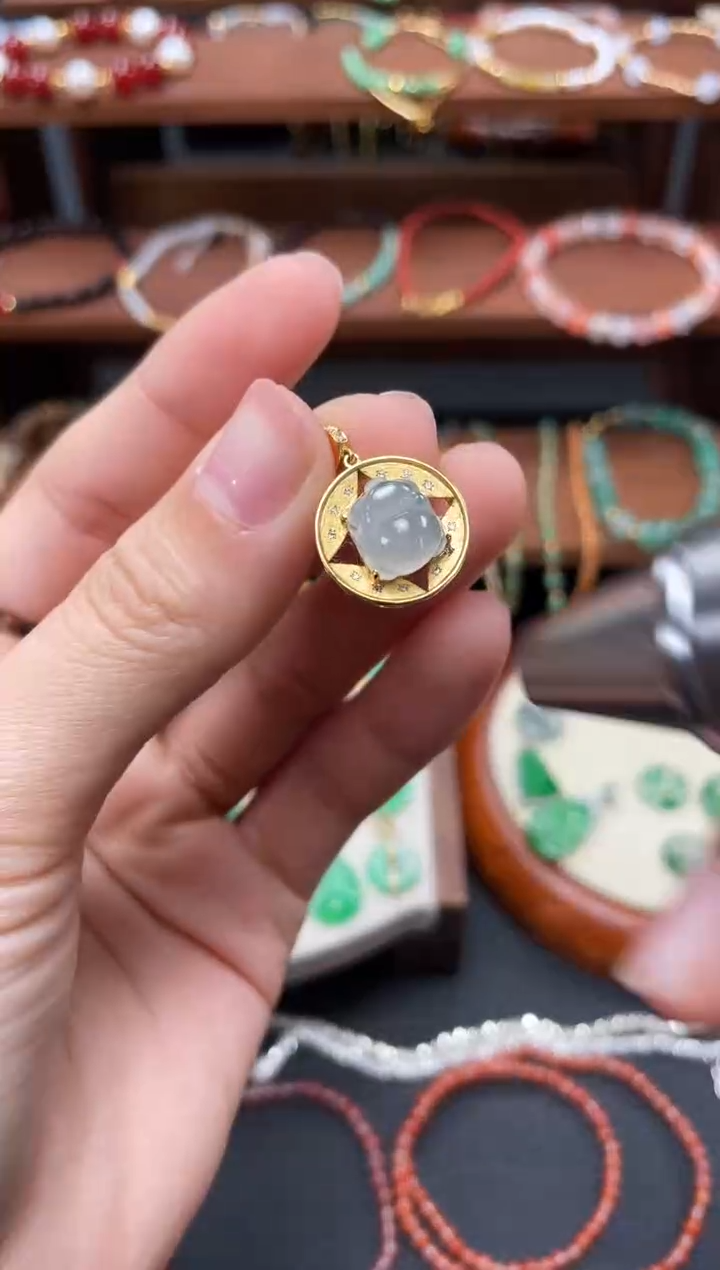 【闪购商品】翡翠吊坠(不含链)18K金镶嵌一个  JK509