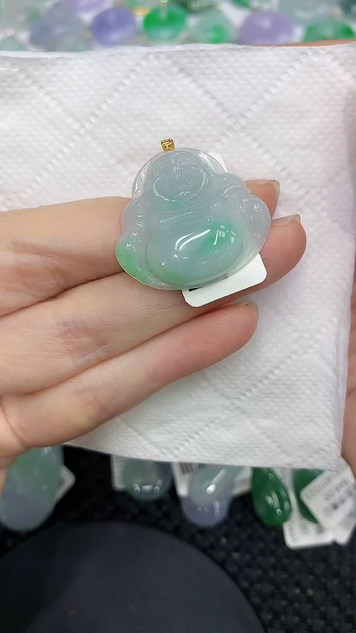 颈饰18K金镶嵌翡翠a货支持复检百元以上9元证书费自理