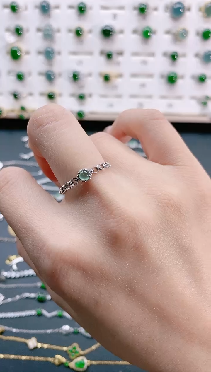 【闪购商品】翡翠戒指银S925镶嵌天然翡翠