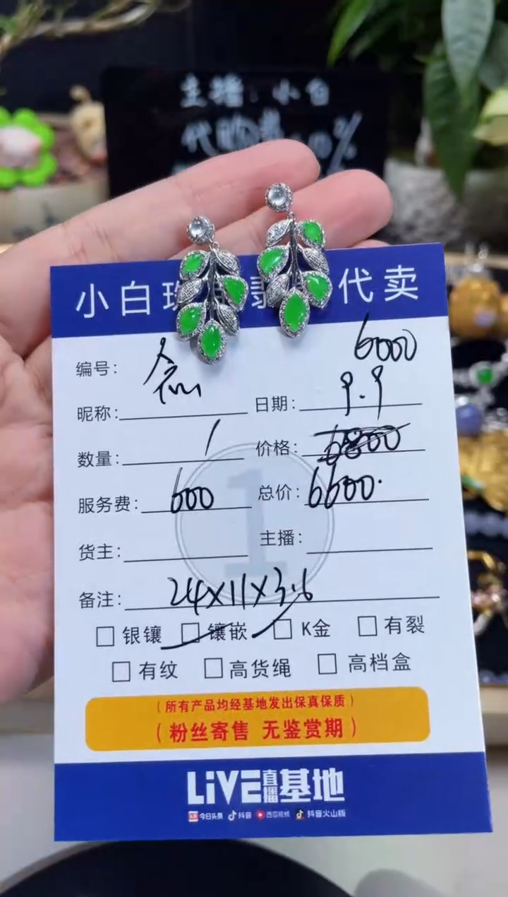 吊坠(不含链)18K金镶嵌翡翠念*耳饰