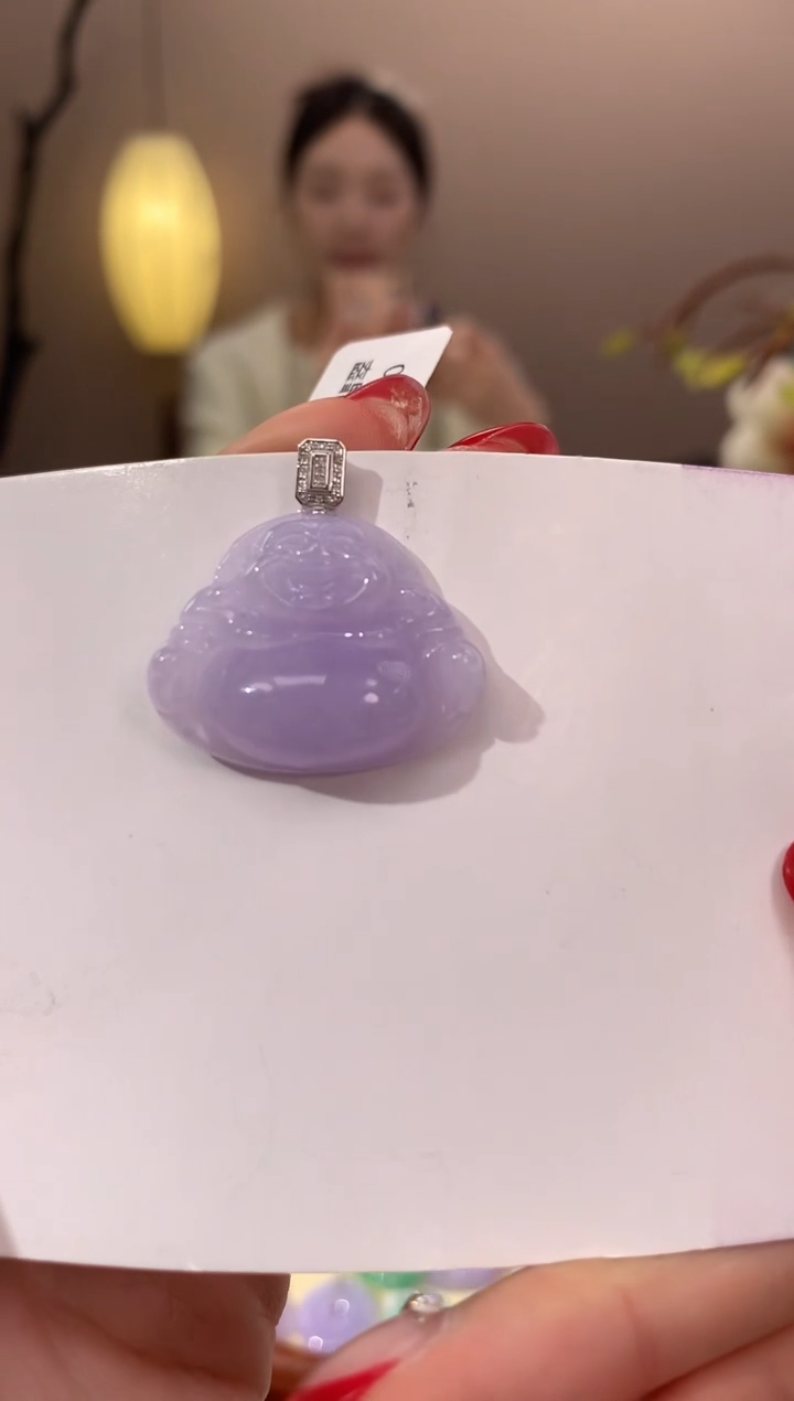 【闪购商品】翡翠颈饰18K金镶嵌天然缅甸a货翡翠