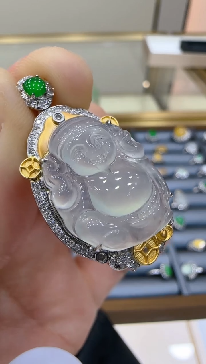 【闪购商品】翡翠吊坠(不含链)18K金镶嵌团购多样性发一件