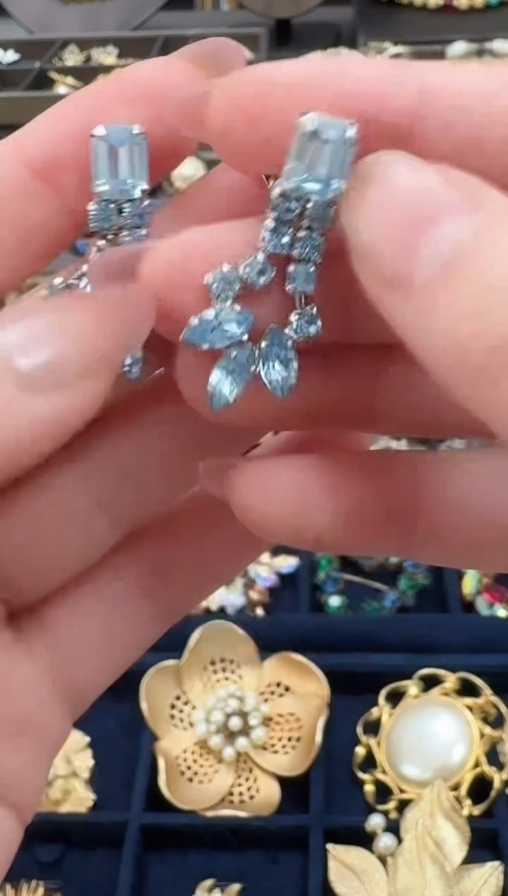 合金仿水晶莱茵石耳夹