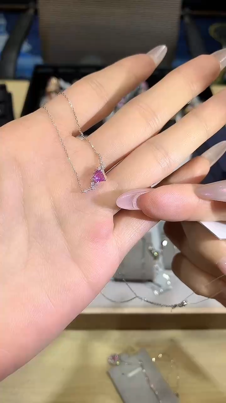 【闪购商品】蓝宝石项链18K金镶嵌帕帕拉恰项链