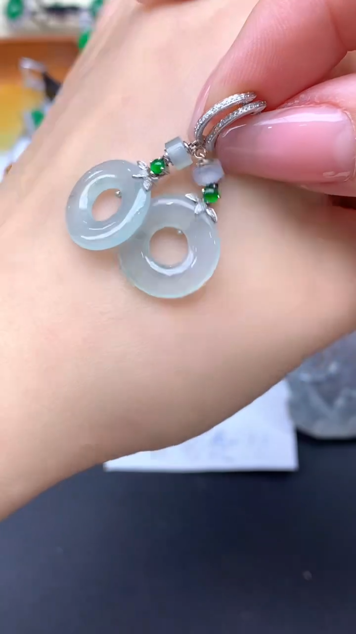 【闪购商品】翡翠耳饰18K金镶嵌423-天然翡翠