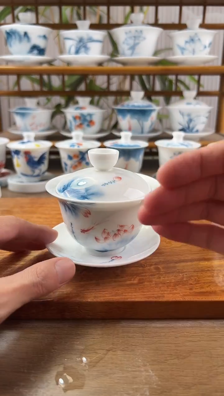 微瑕蓝莲150ml三才盖碗