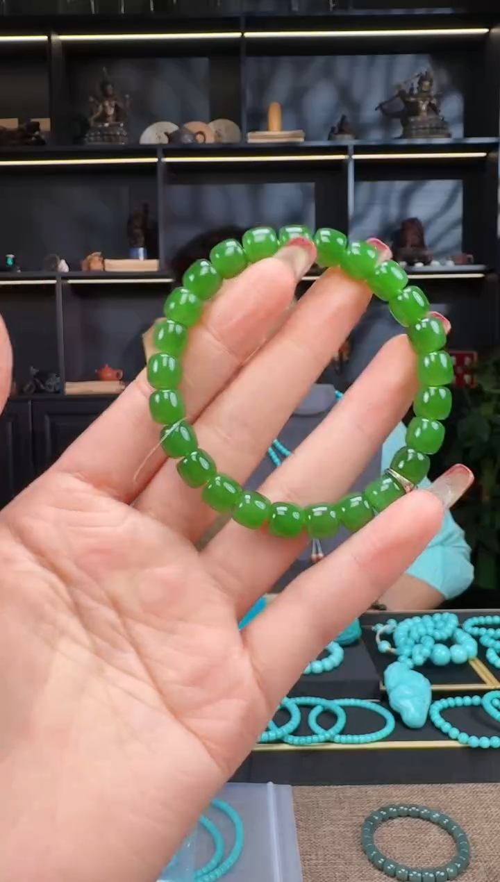 【闪购商品】和田玉1未镶嵌8.5mm碧玉极致手串