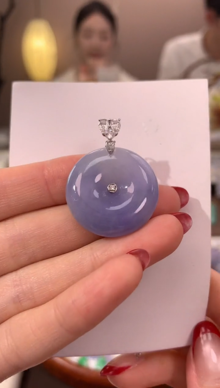 【闪购商品】翡翠颈饰18K金镶嵌天然缅甸a货翡翠