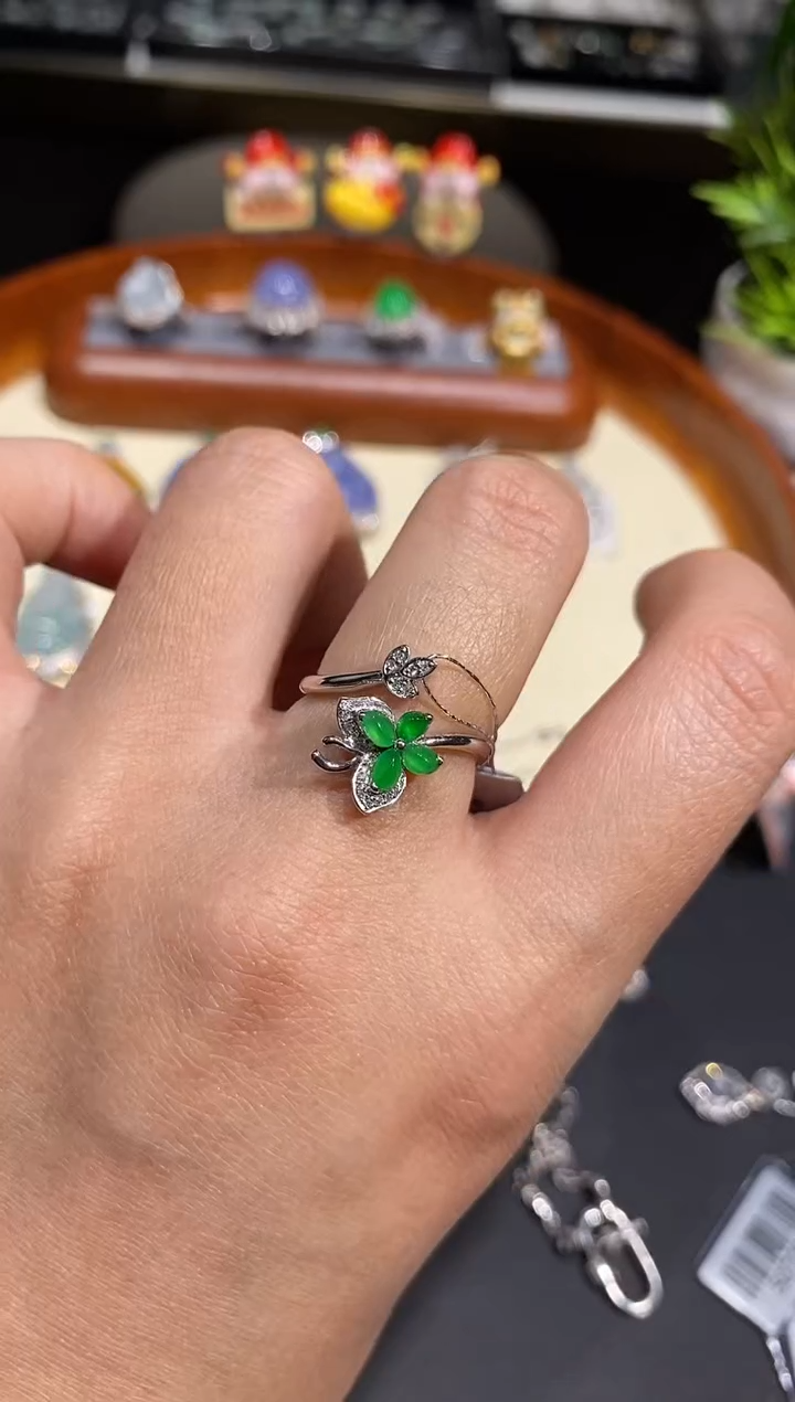 【闪购商品】翡翠戒指18K金镶嵌戒指