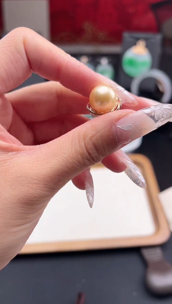 【闪购商品】海水珍珠戒圈18K金镶嵌戒指