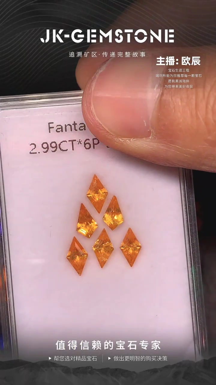 【闪购商品】石榴石（芬达石）裸石未镶嵌芬达石榴石6颗2.99克拉