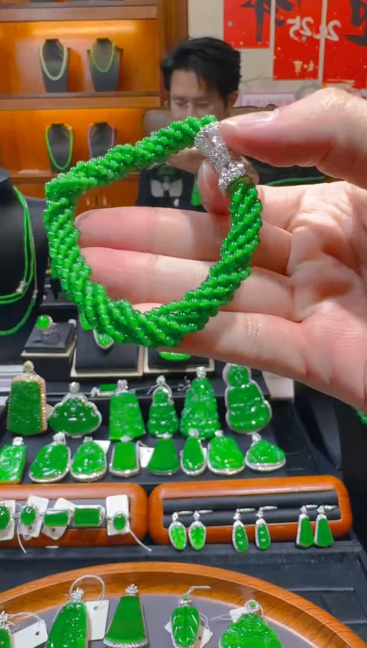 【闪购商品】翡翠手链银S925镶嵌天然A货翡翠