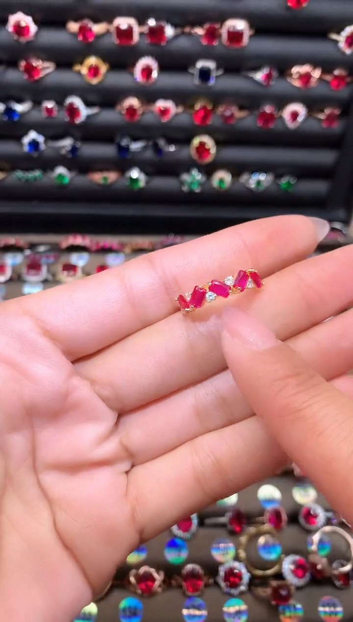 【闪购商品】红宝石戒指银S925镶嵌金