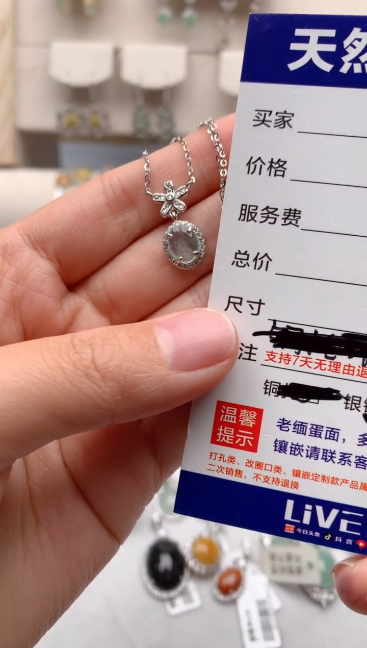 【闪购商品】翡翠项链银S925镶嵌3号