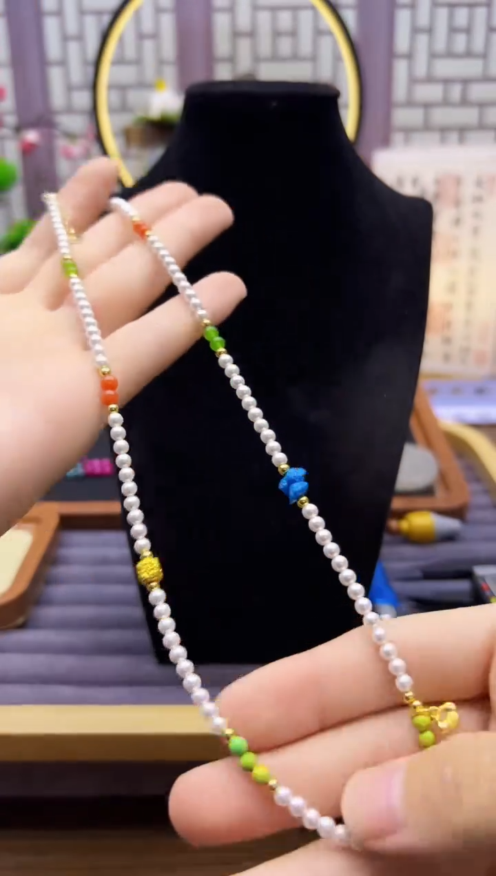 淡水珍珠14K金镶嵌颈饰X91          