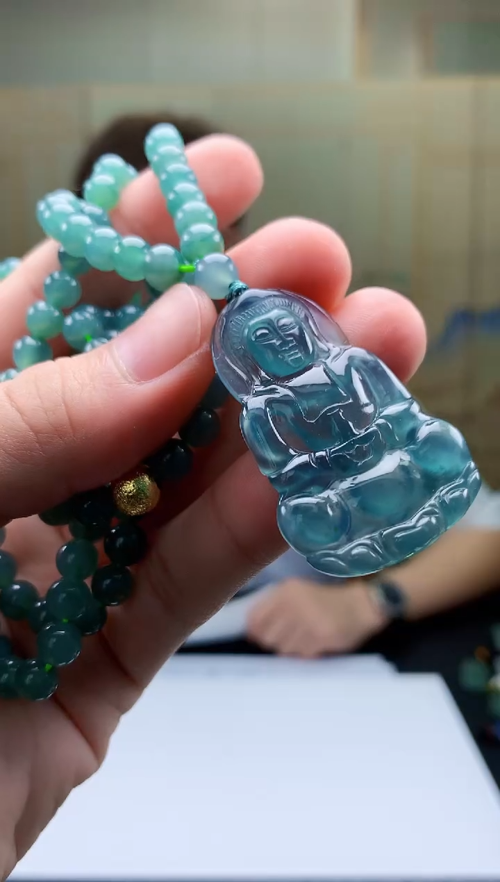 【闪购商品】定制翡翠未镶嵌4868bb-毛货挂件赠珠链57