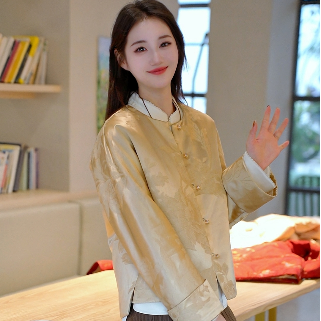 《佩佩定制》时尚冬季中式气质复古加厚加棉保暖外套7001