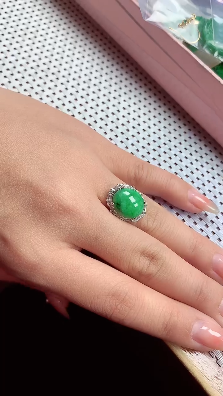 【闪购商品】翡翠戒指银S925镶嵌戒指