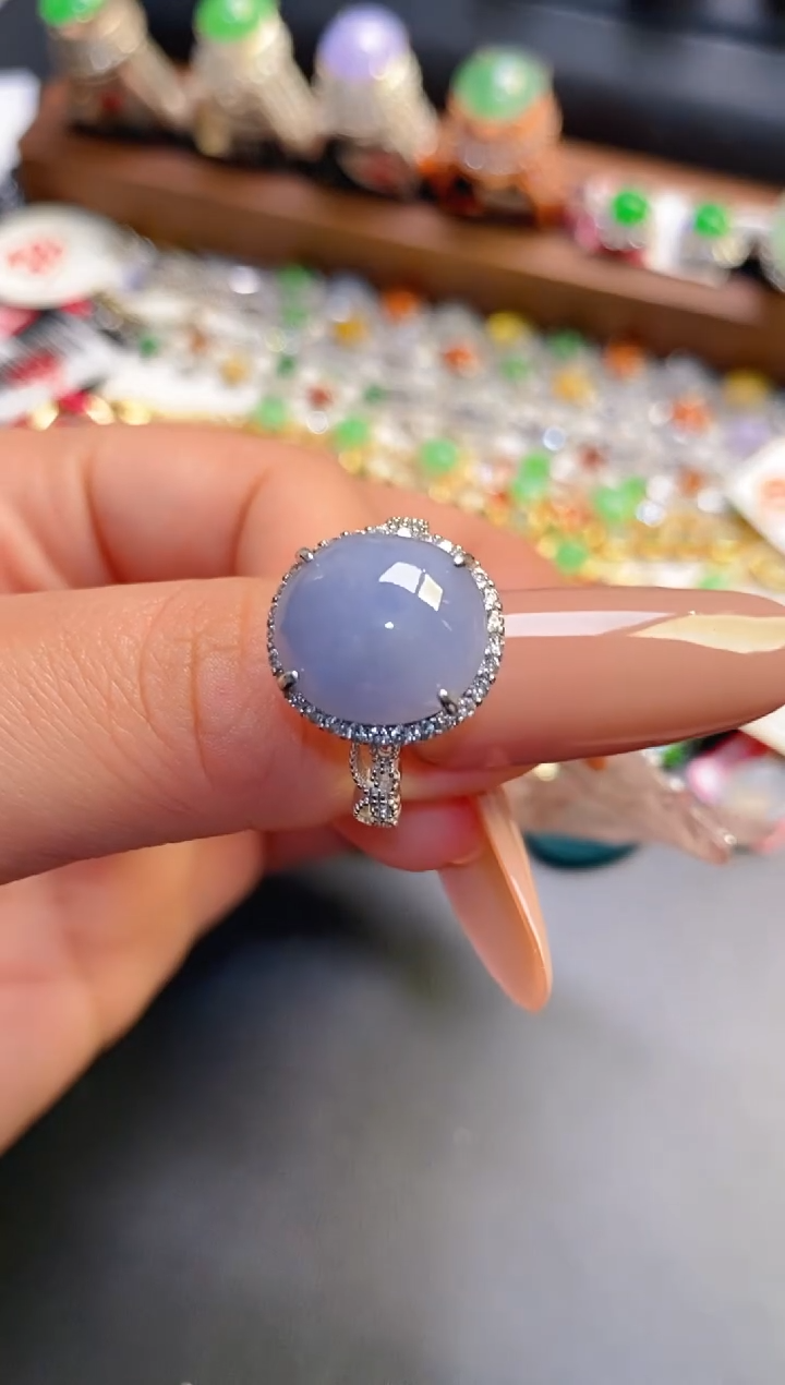 银S925镶嵌戒指翡翠天然