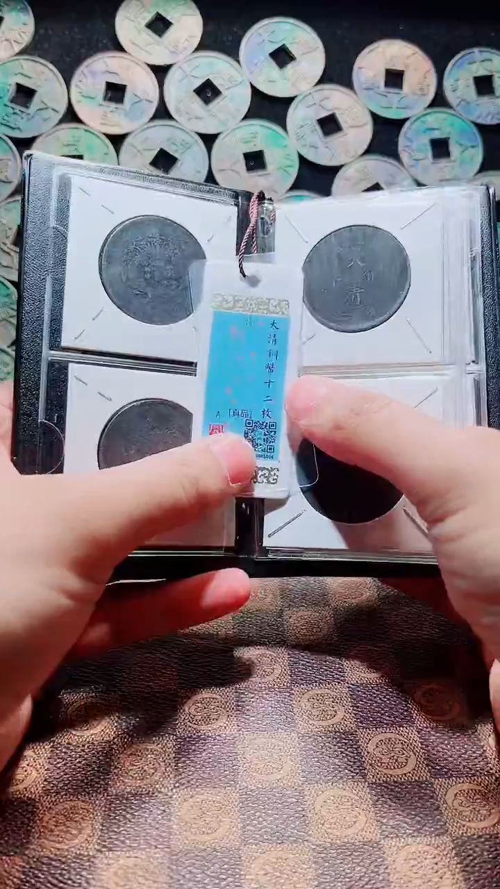 铜A123星鹏精品大清铜币20文十二枚册（黑漆古）