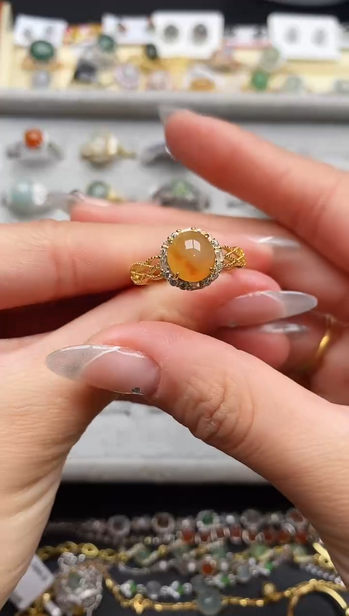 【闪购商品】翡翠戒指银S925镶嵌777777777+6