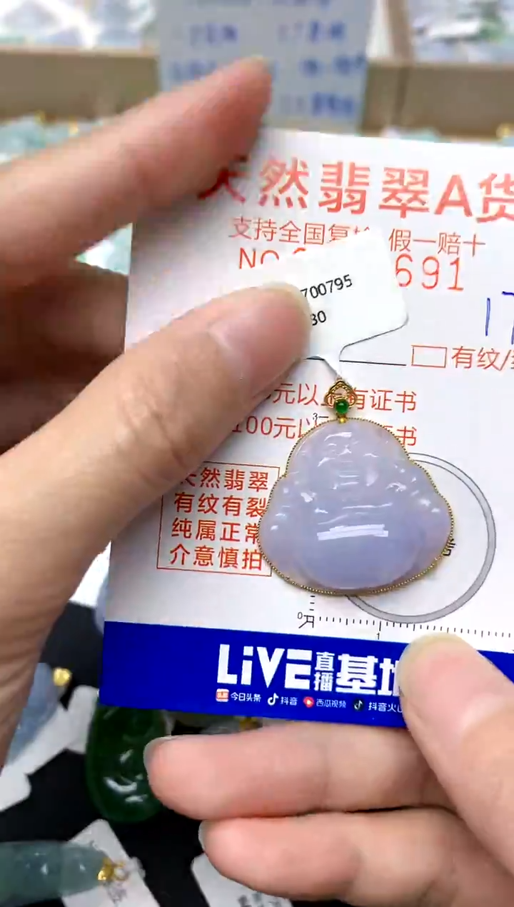 【闪购商品】翡翠颈饰18K金镶嵌17天然A货翡翠