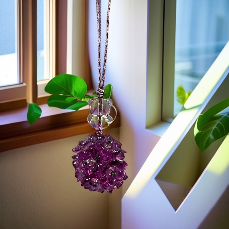 绳款琉璃紫罗兰花团手机坠D821
