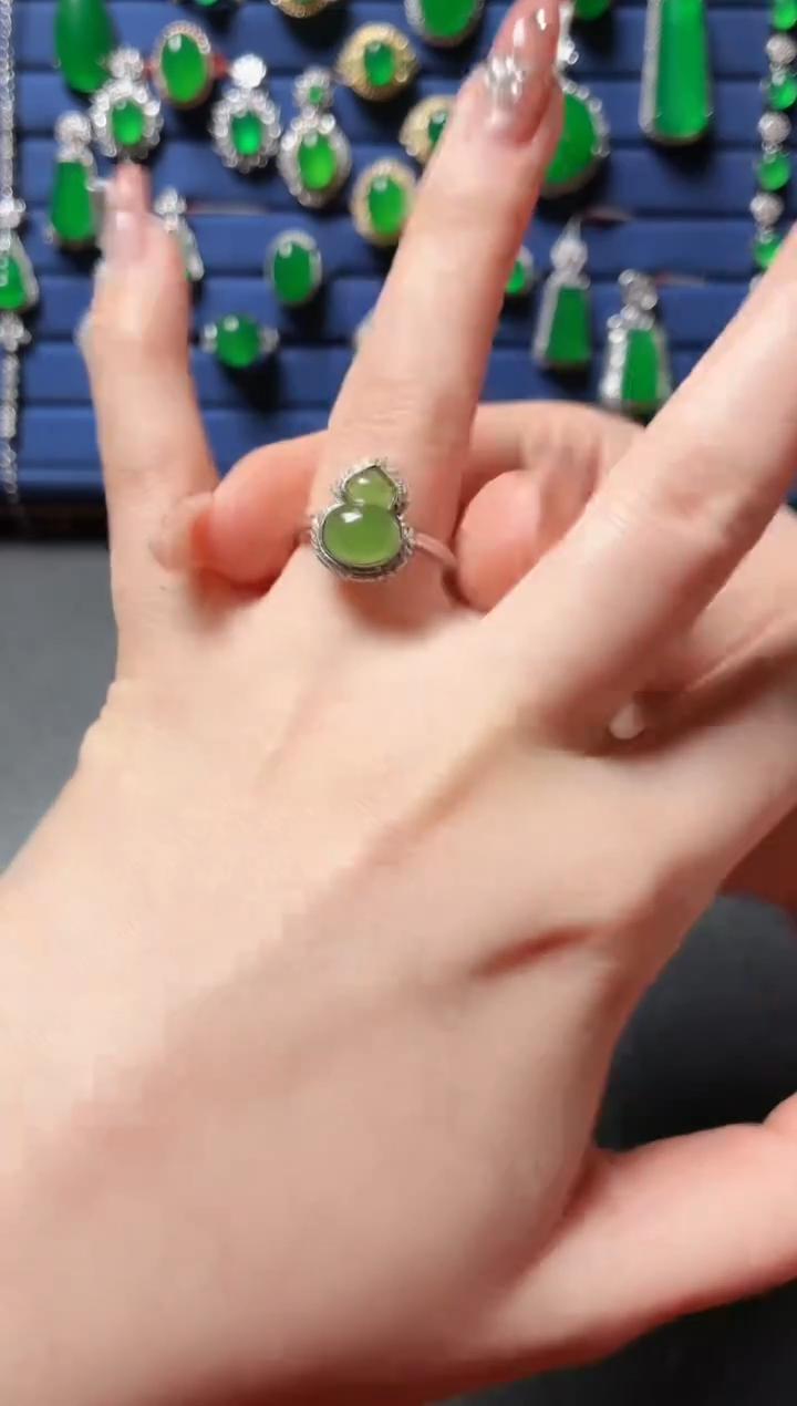 银S925镶嵌和田玉珠宝半成品14