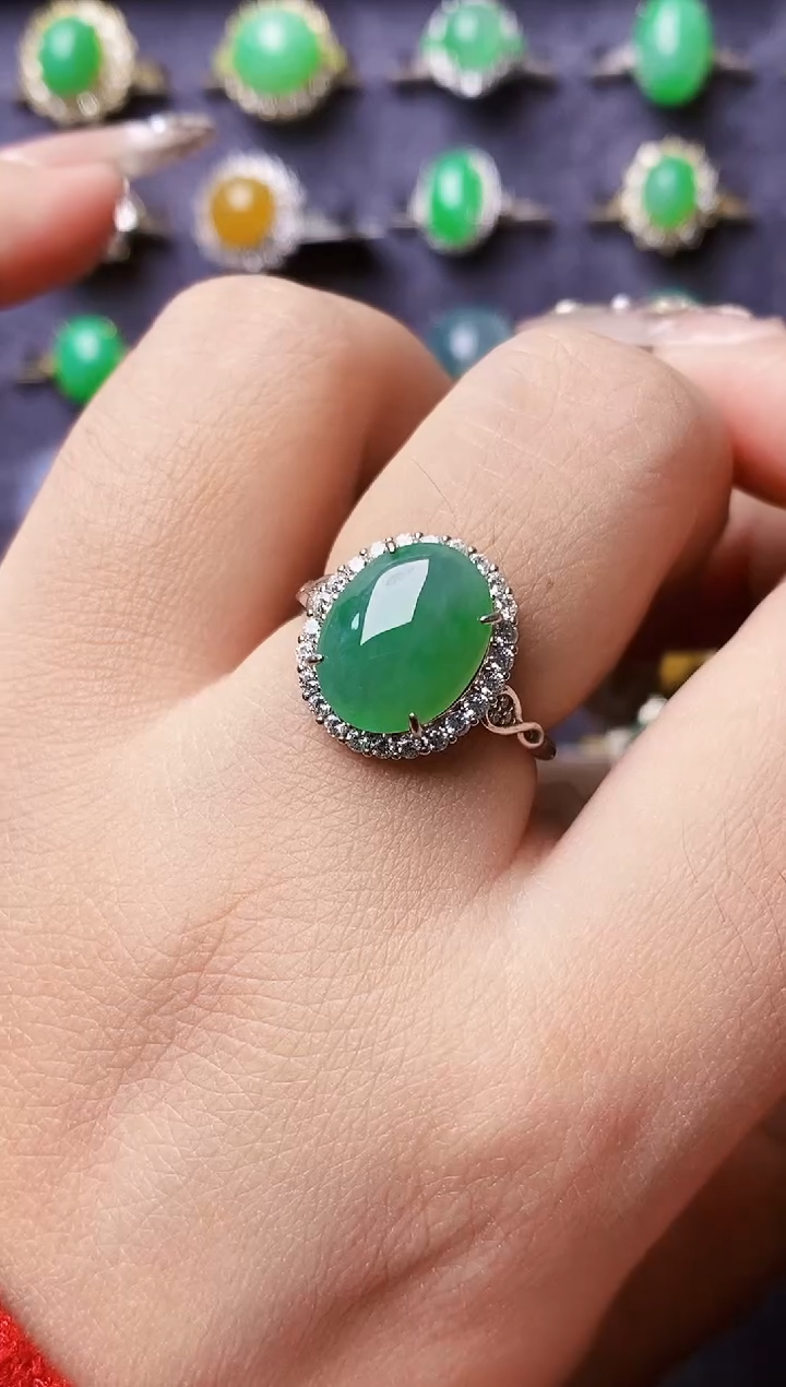 银S925镶嵌戒指翡翠1195