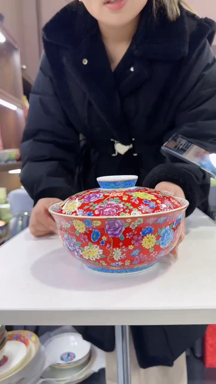 【闪购商品】瓷片7英寸【盖碗】1个景德镇陶瓷【秦坊】