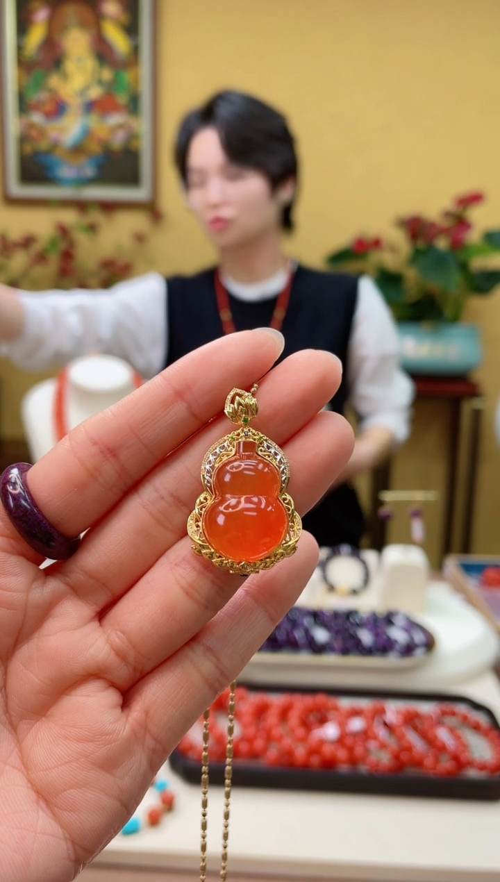 【闪购商品】南红玛瑙颈饰18K金镶嵌@@DF50114001