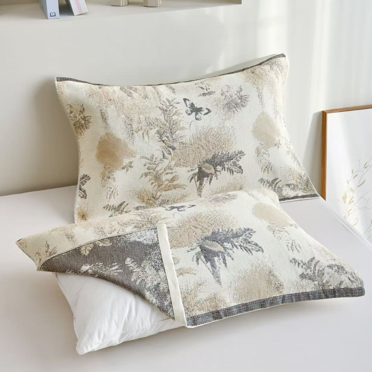 XDONGY（冬云家纺）高定52*76法国亲肤柔软 梦蝶 枕巾一对装