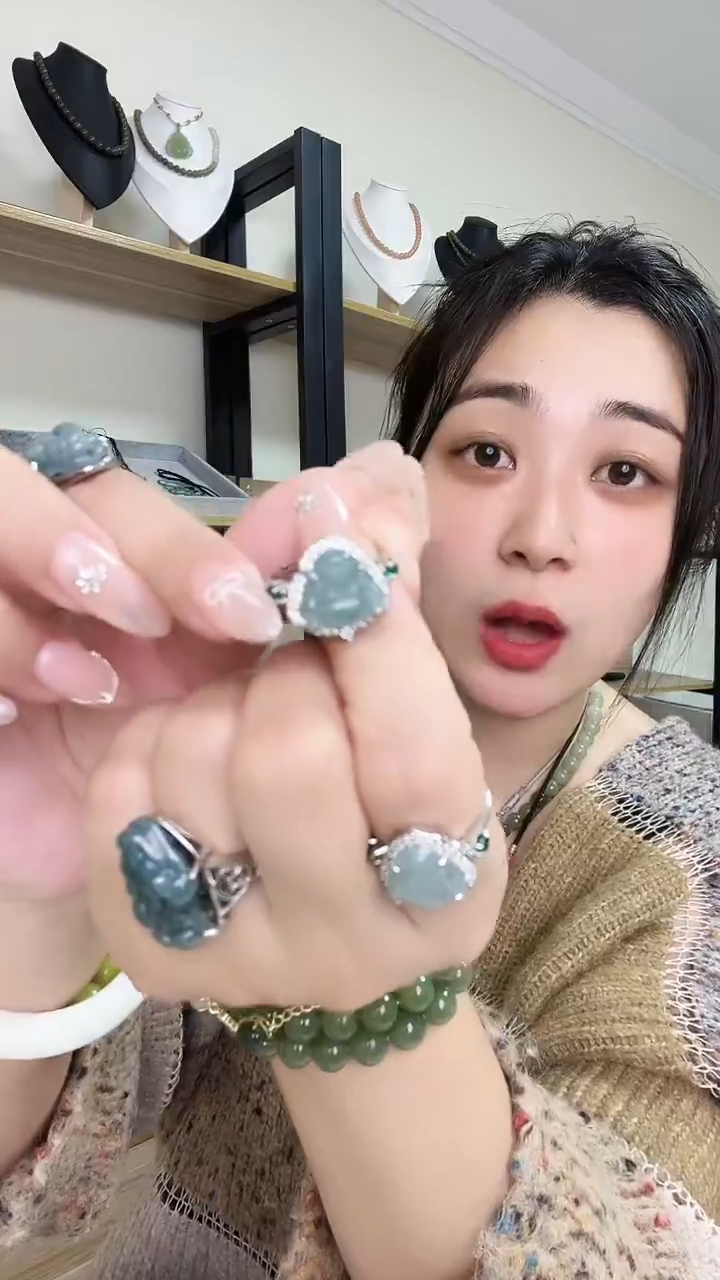 合金戒指翡翠翡翠佛公戒指