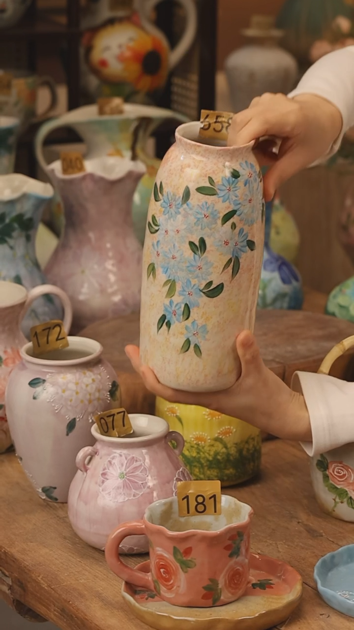陶瓷景德镇设计师手作花器摆件侘寂风@M658@